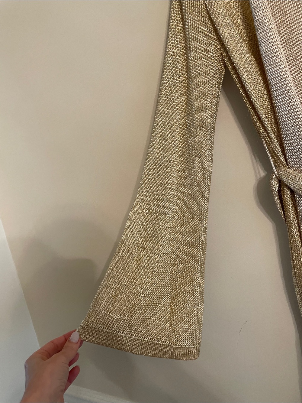 Tularosa Wendy Robe Cardigan Champagne Sheer Wrap Maxi Duster - Picture 3 of 10